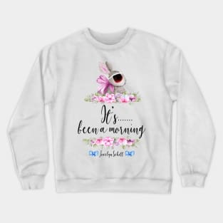 It's Been A Morning - Jocelyn Schitt - Watercolor Bunny Wearing Dark Sunglasses with Floral Borders Crewneck Sweatshirt